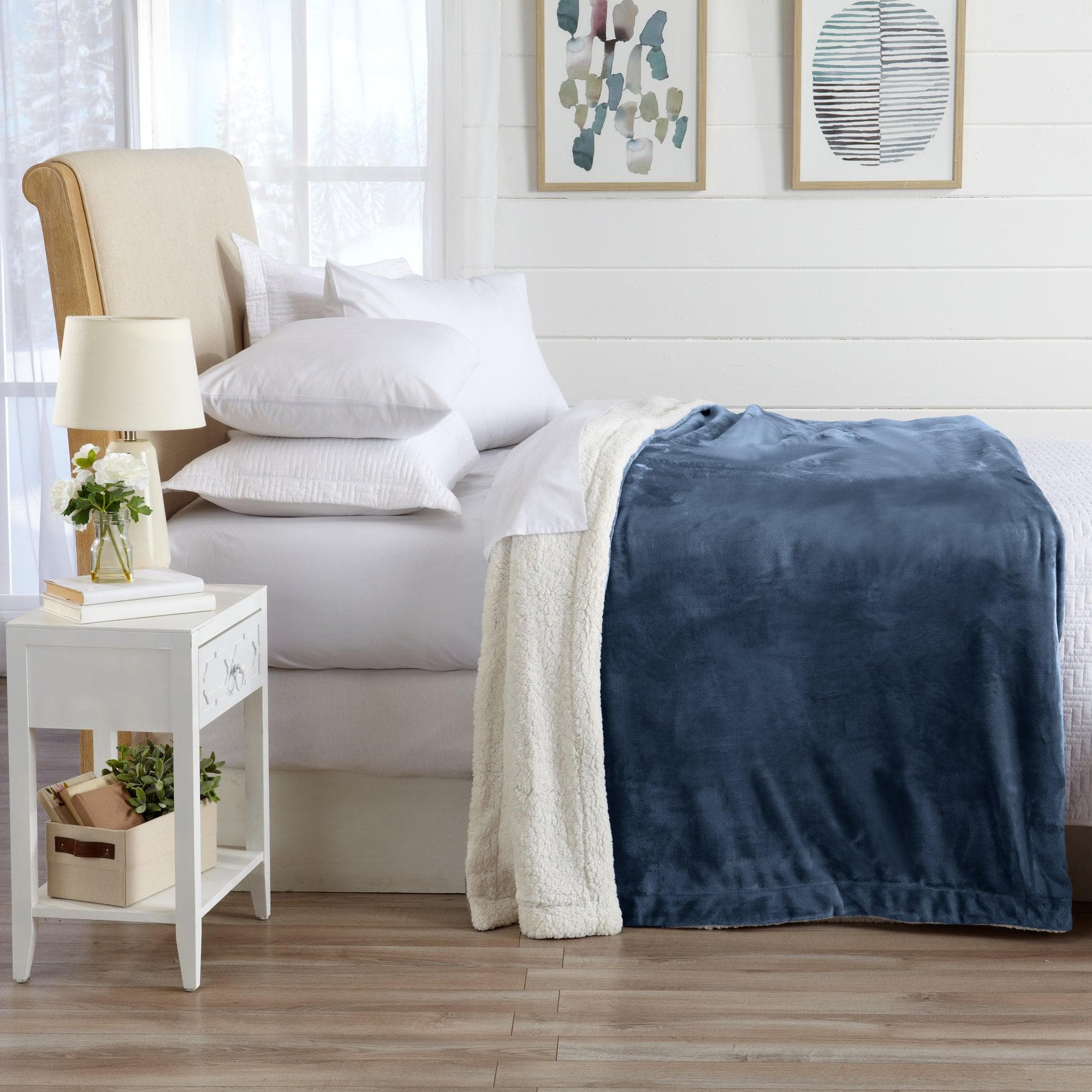 Velvet Plush Sherpa Luxury Bed Blanket - Kinsley Collection Great Bay Home