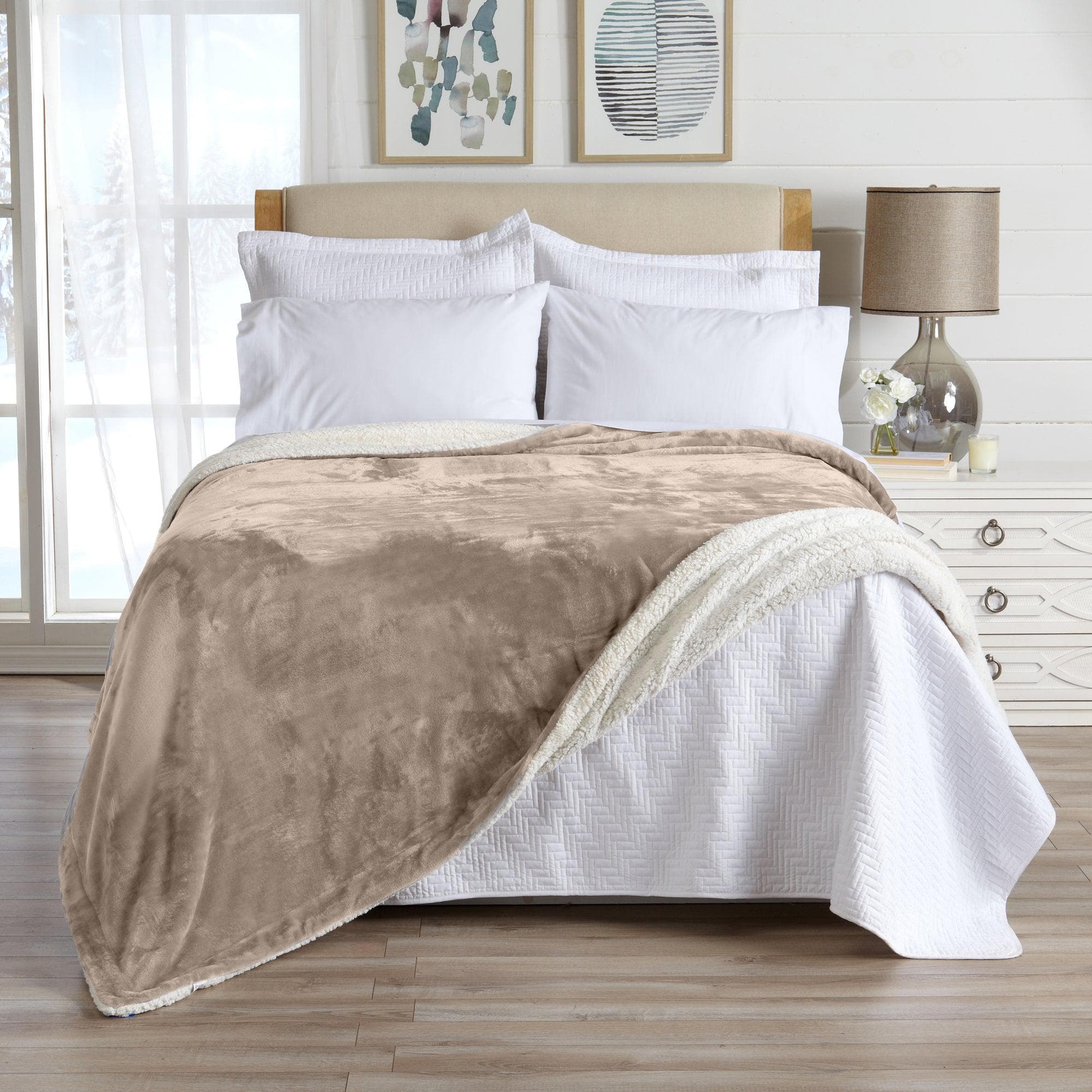 Velvet Plush Sherpa Luxury Bed Blanket - Kinsley Collection Great Bay Home