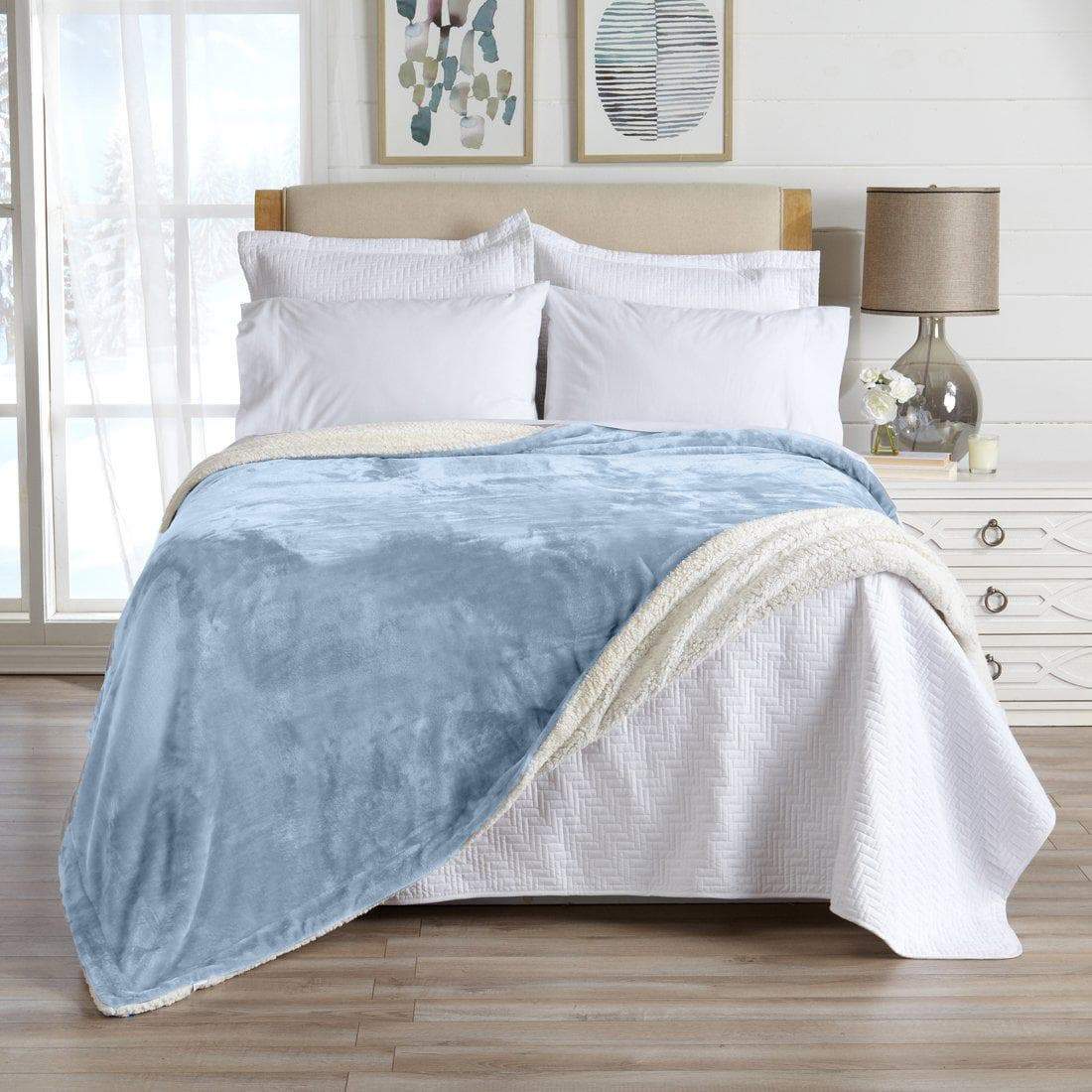 Velvet Plush Sherpa Luxury Bed Blanket - Kinsley Collection Great Bay Home