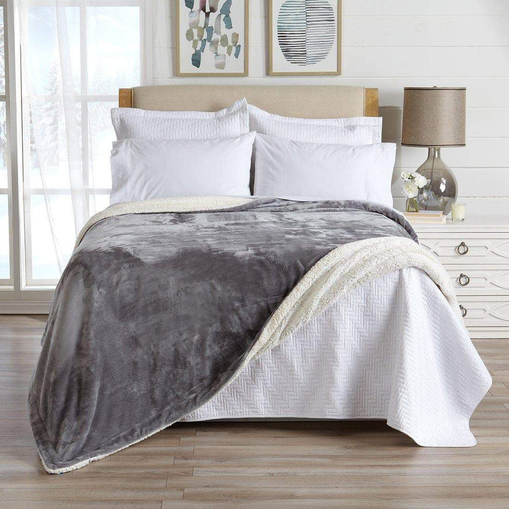 Velvet Plush Sherpa Luxury Bed Blanket - Kinsley Collection Great Bay Home