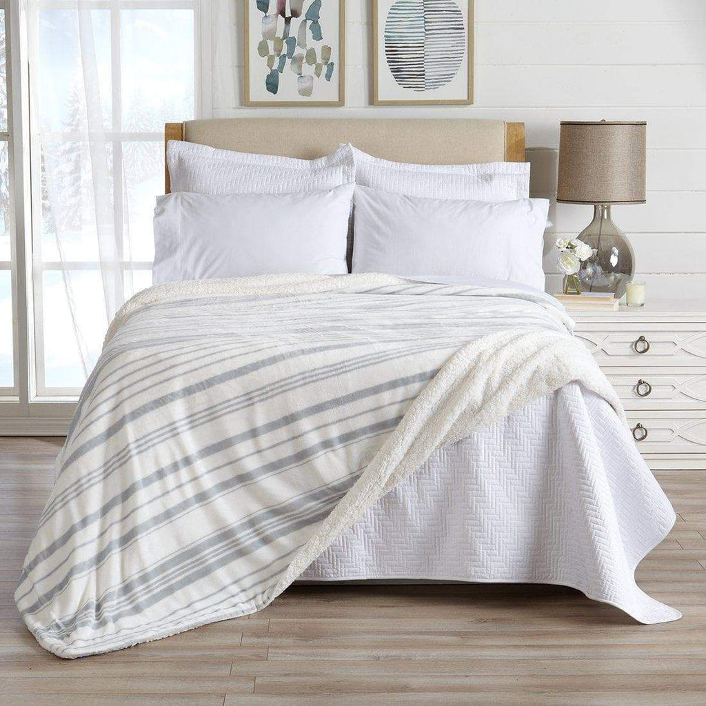 Velvet Plush Sherpa Luxury Bed Blanket - Kinsley Collection Great Bay Home