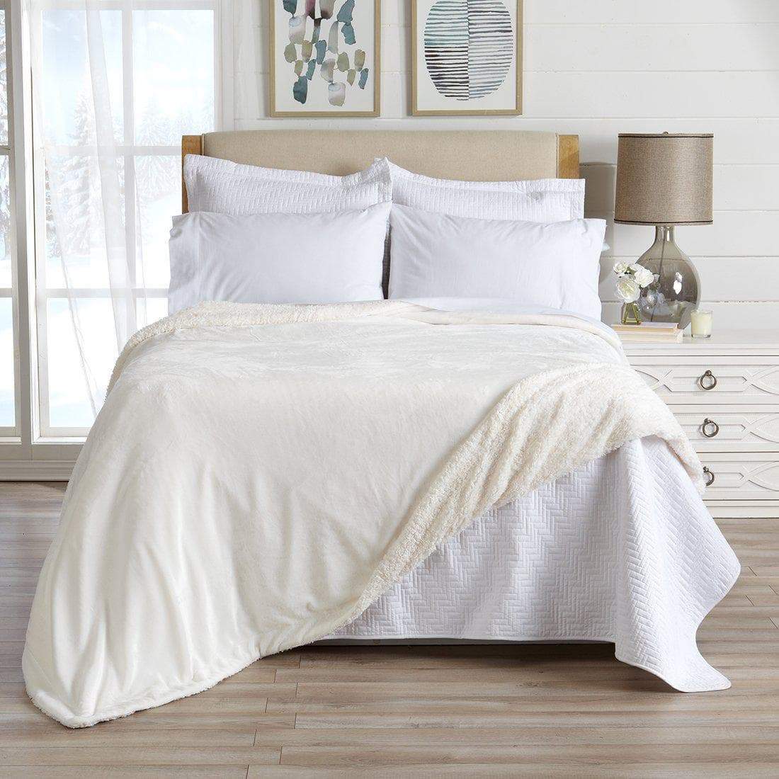 Velvet Plush Sherpa Luxury Bed Blanket - Kinsley Collection Great Bay Home