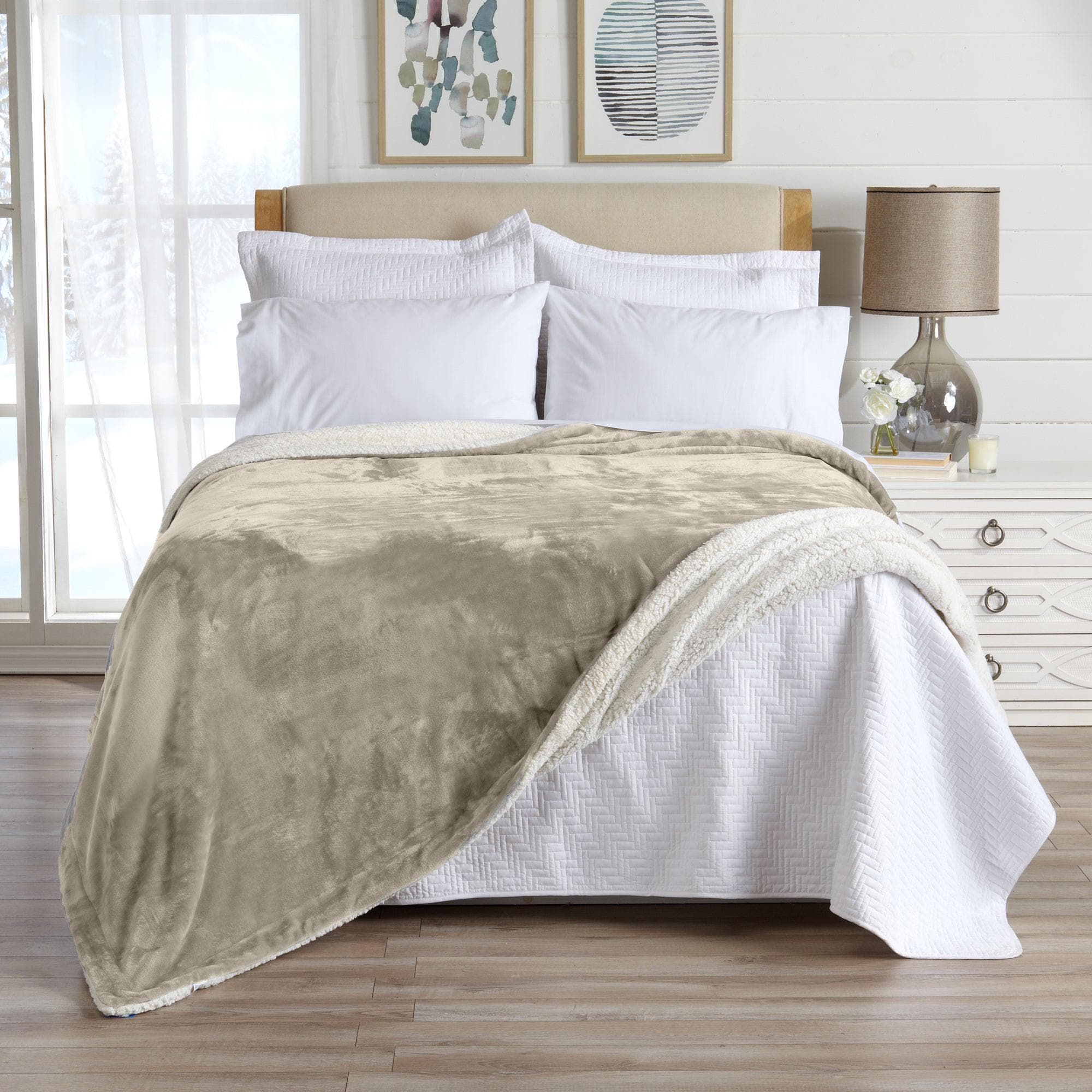 Velvet Plush Sherpa Luxury Bed Blanket - Kinsley Collection Great Bay Home