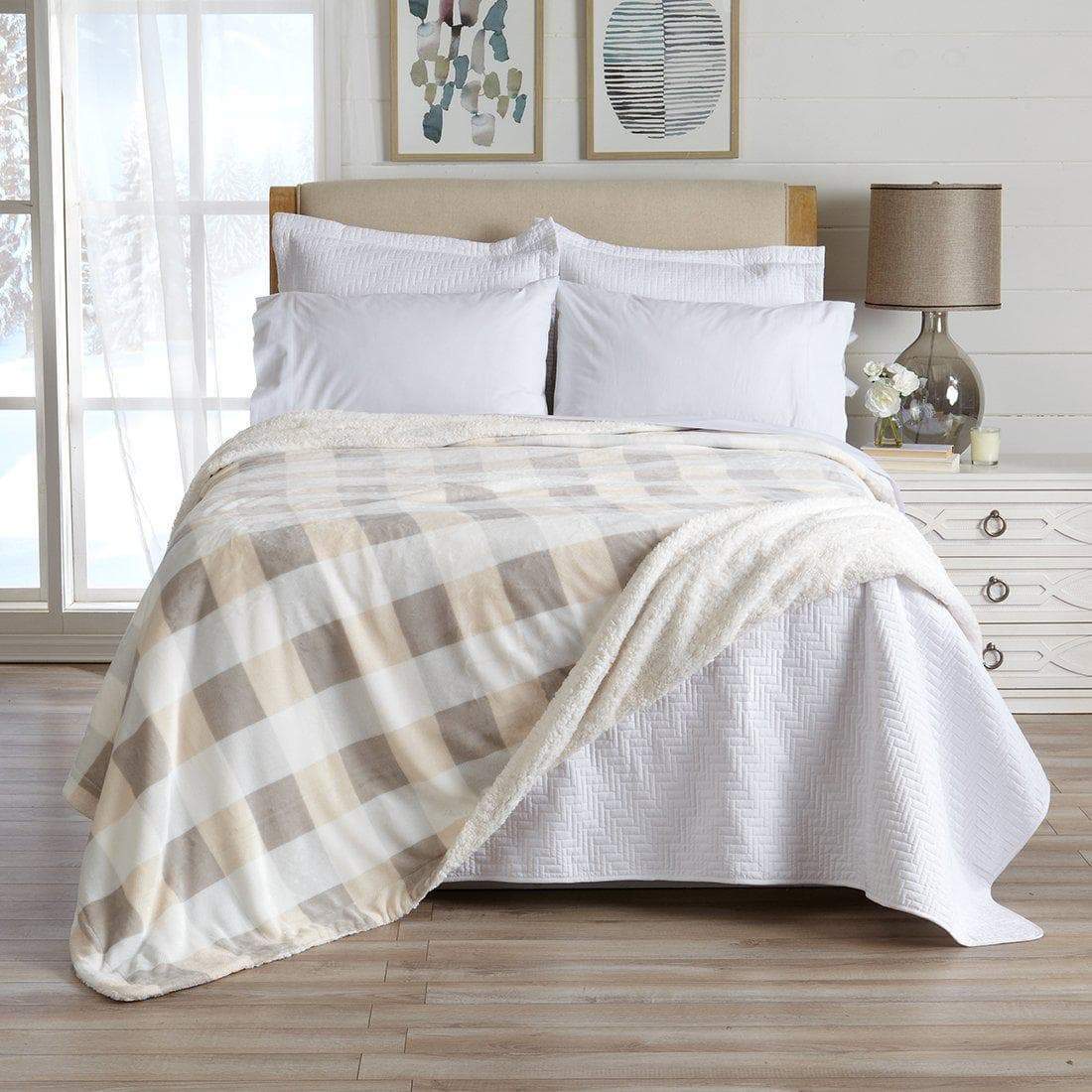 Velvet Plush Sherpa Luxury Bed Blanket - Kinsley Collection Great Bay Home
