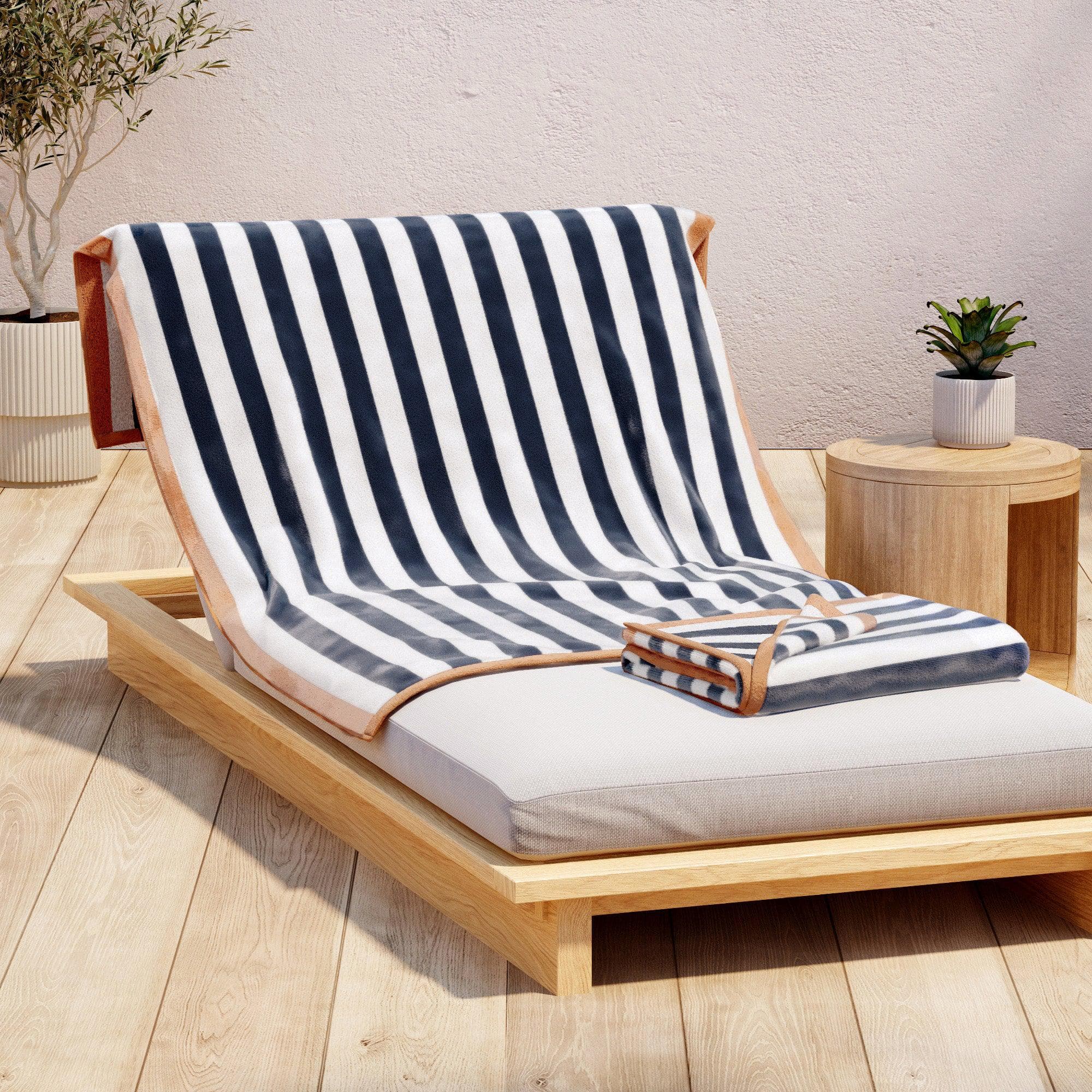 Oversized Striped Border Cabana Beach Towel - Santa Cruz