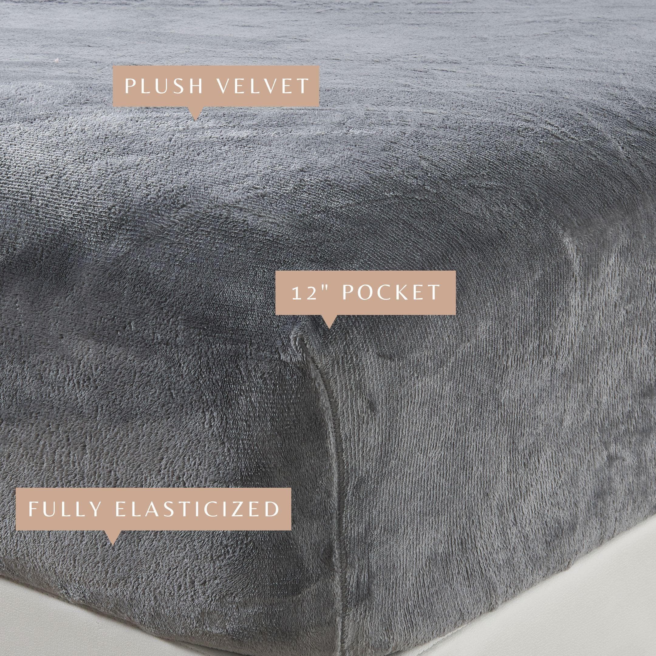 Solid Plush Fitted Sheet - Velvet Luxe Collection Great Bay Home