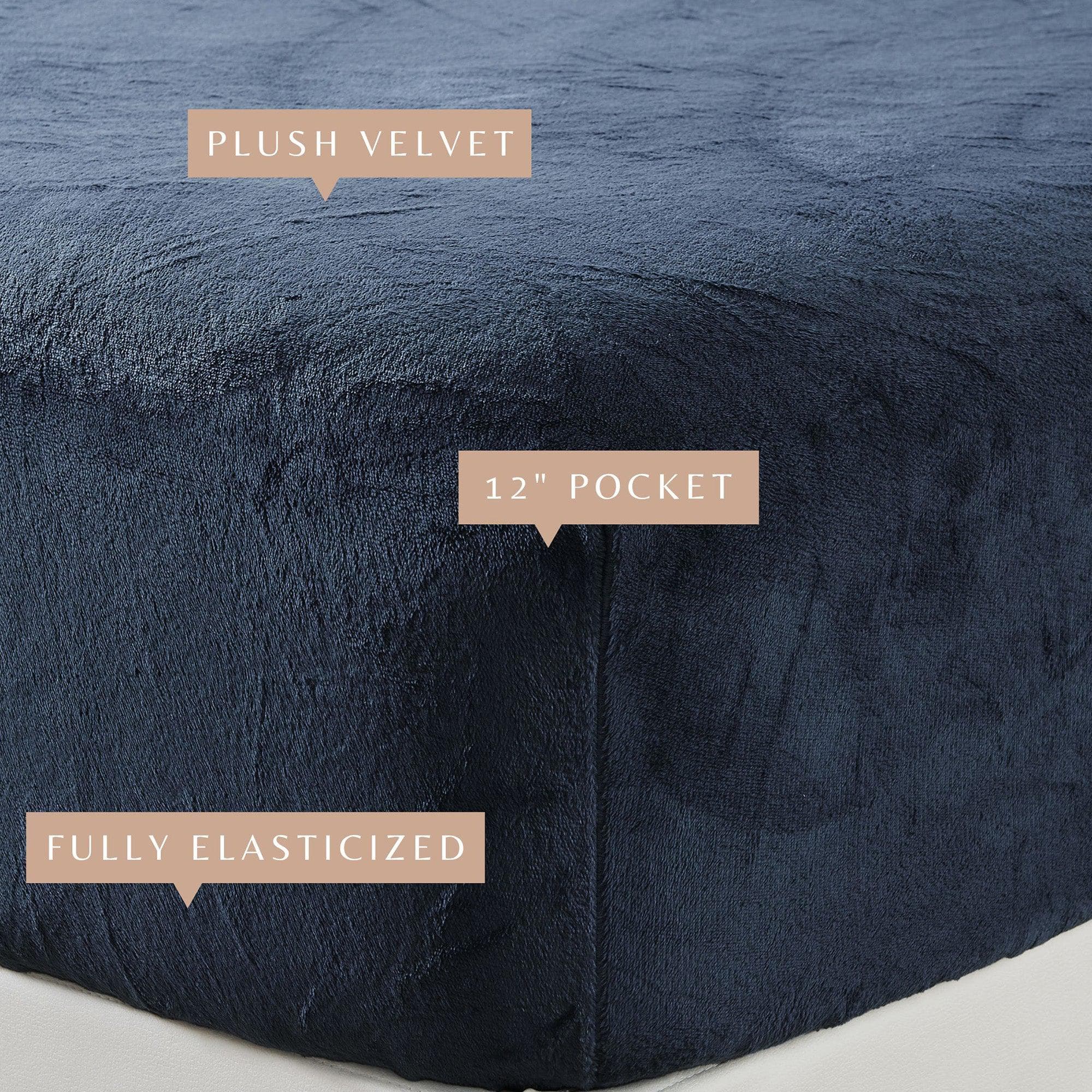 Solid Plush Fitted Sheet - Velvet Luxe Collection Great Bay Home