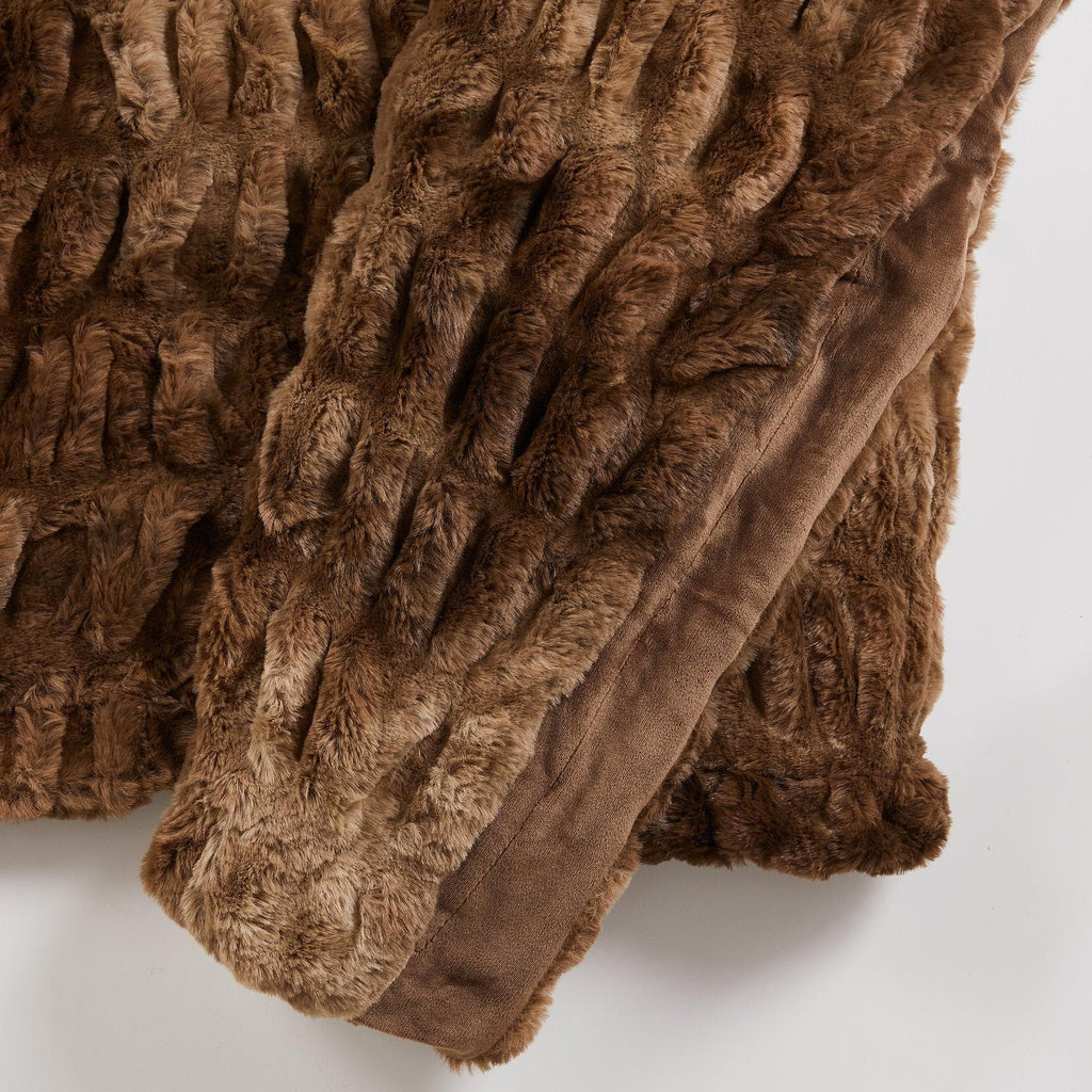 Ruched Faux Fur Throw Blanket - Alondra Collection Great Bay Home
