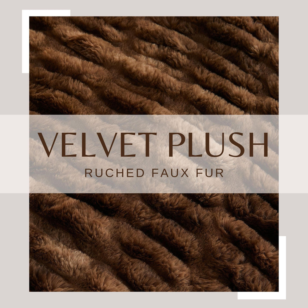 Ruched Faux Fur Throw Blanket - Alondra Collection Great Bay Home