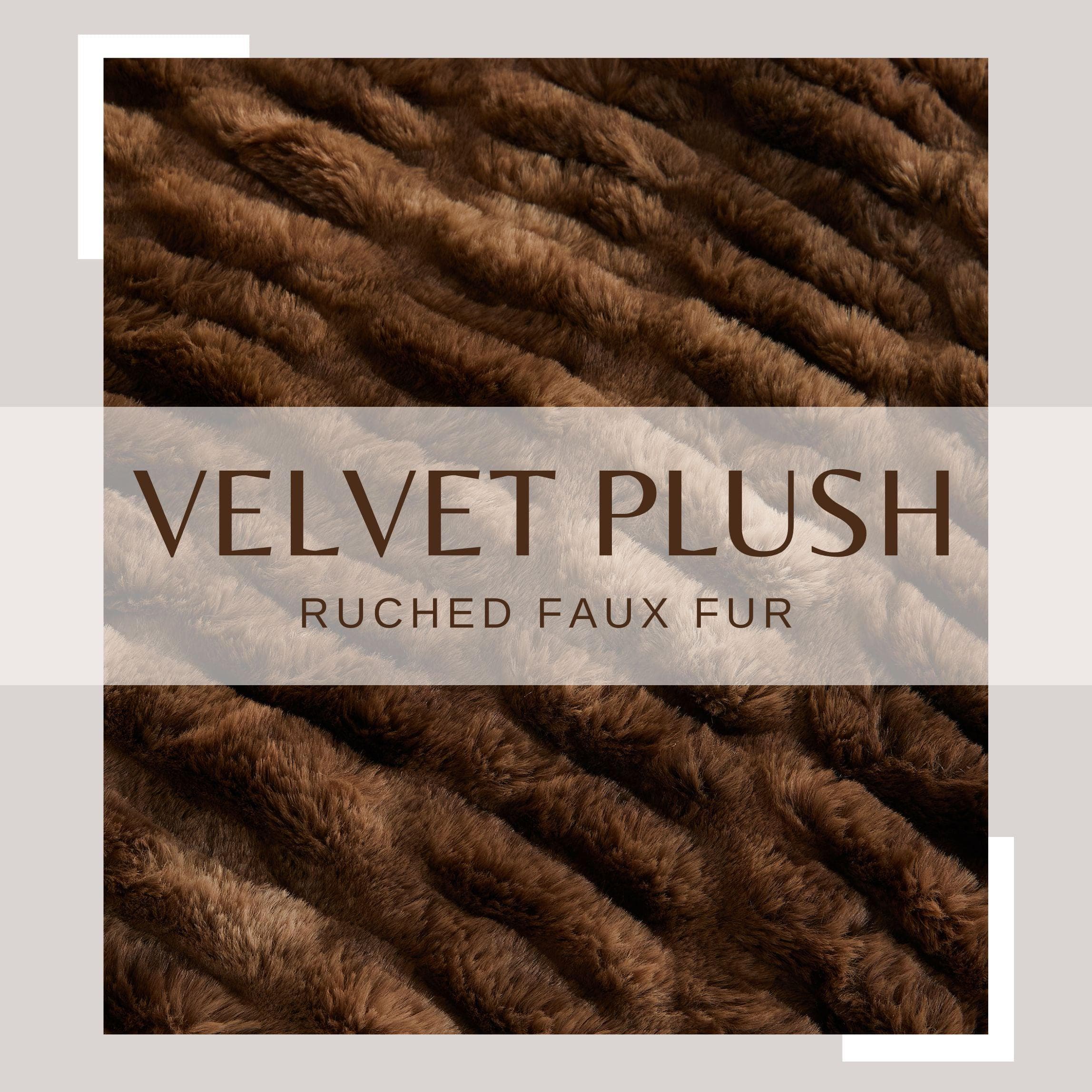 Ruched Faux Fur Throw Blanket - Alondra Collection Great Bay Home