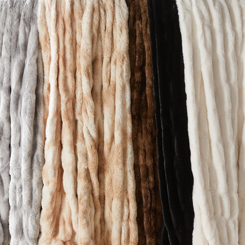 Ruched Faux Fur Throw Blanket - Alondra Collection Great Bay Home