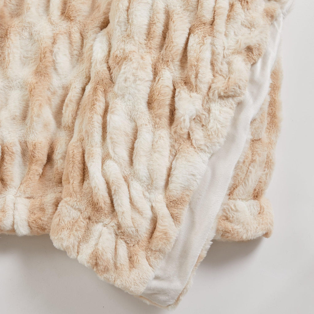Ruched Faux Fur Throw Blanket - Alondra Collection Great Bay Home