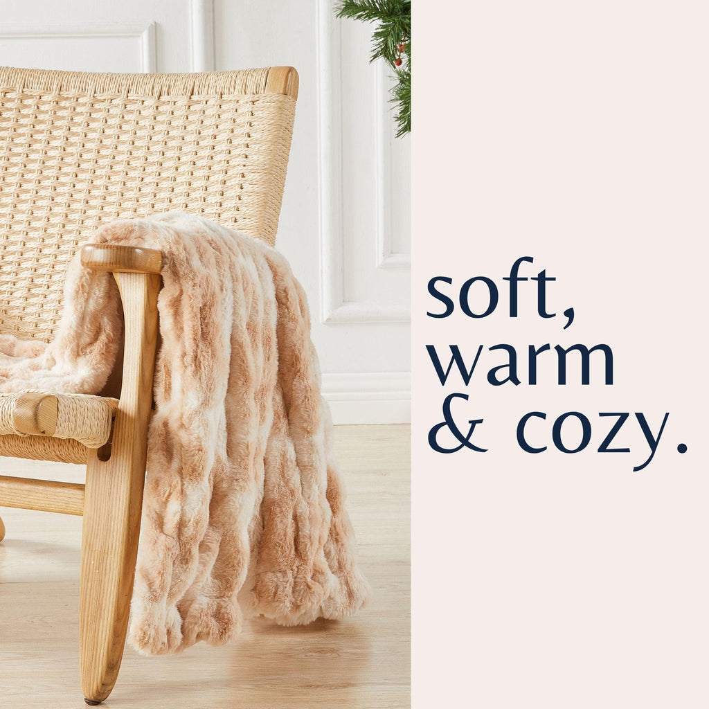 Ruched Faux Fur Throw Blanket - Alondra Collection Great Bay Home