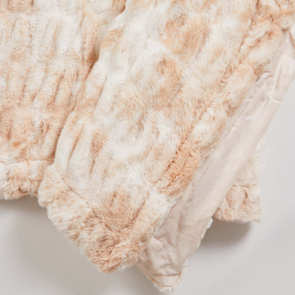 Ruched Faux Fur Throw Blanket - Alondra Collection Great Bay Home