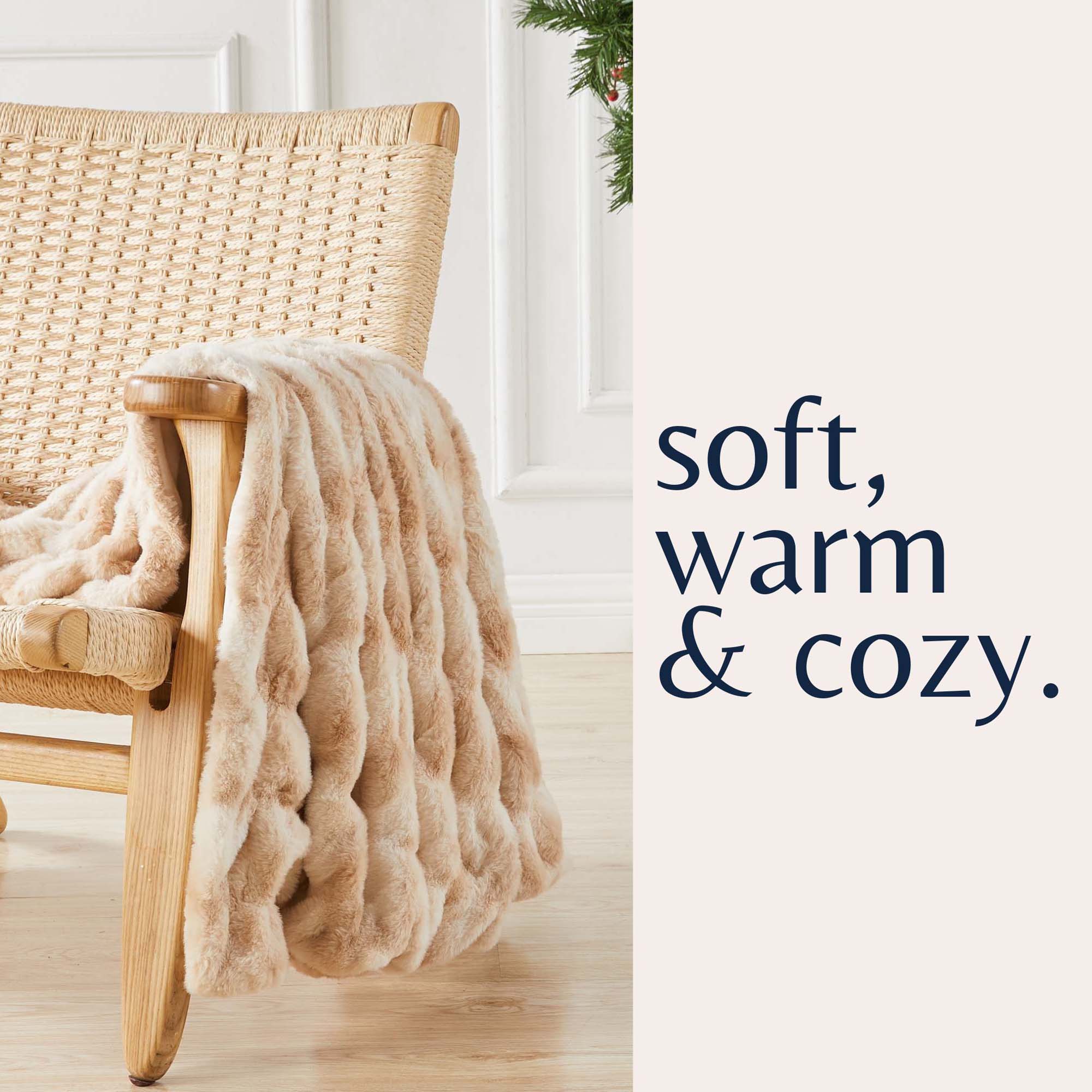 Ruched Faux Fur Throw Blanket - Alondra Collection Great Bay Home