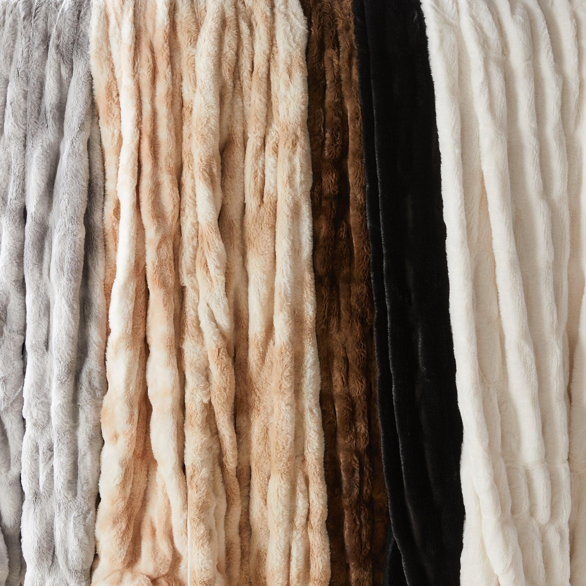 Ruched Faux Fur Throw Blanket - Alondra Collection Great Bay Home