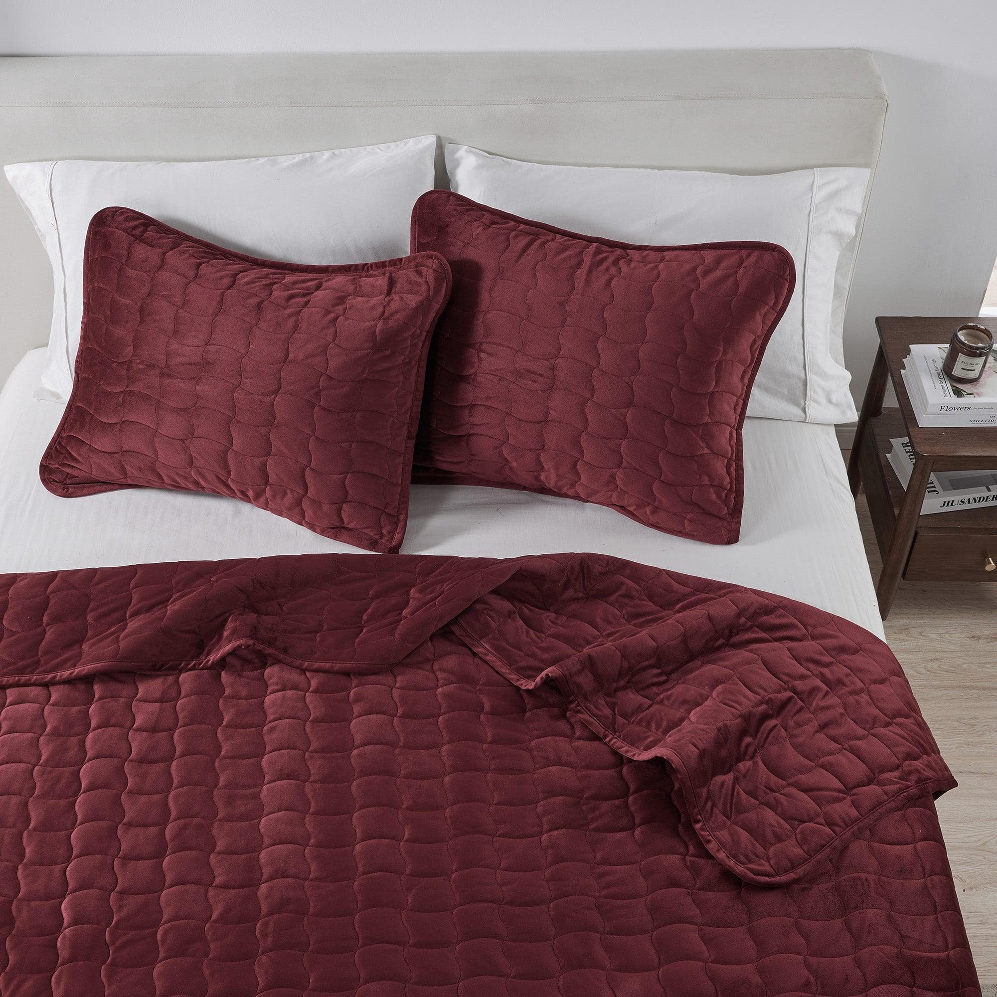 Velvet Box-Stitched Quilt Set - Vivica Collection Great Bay Home