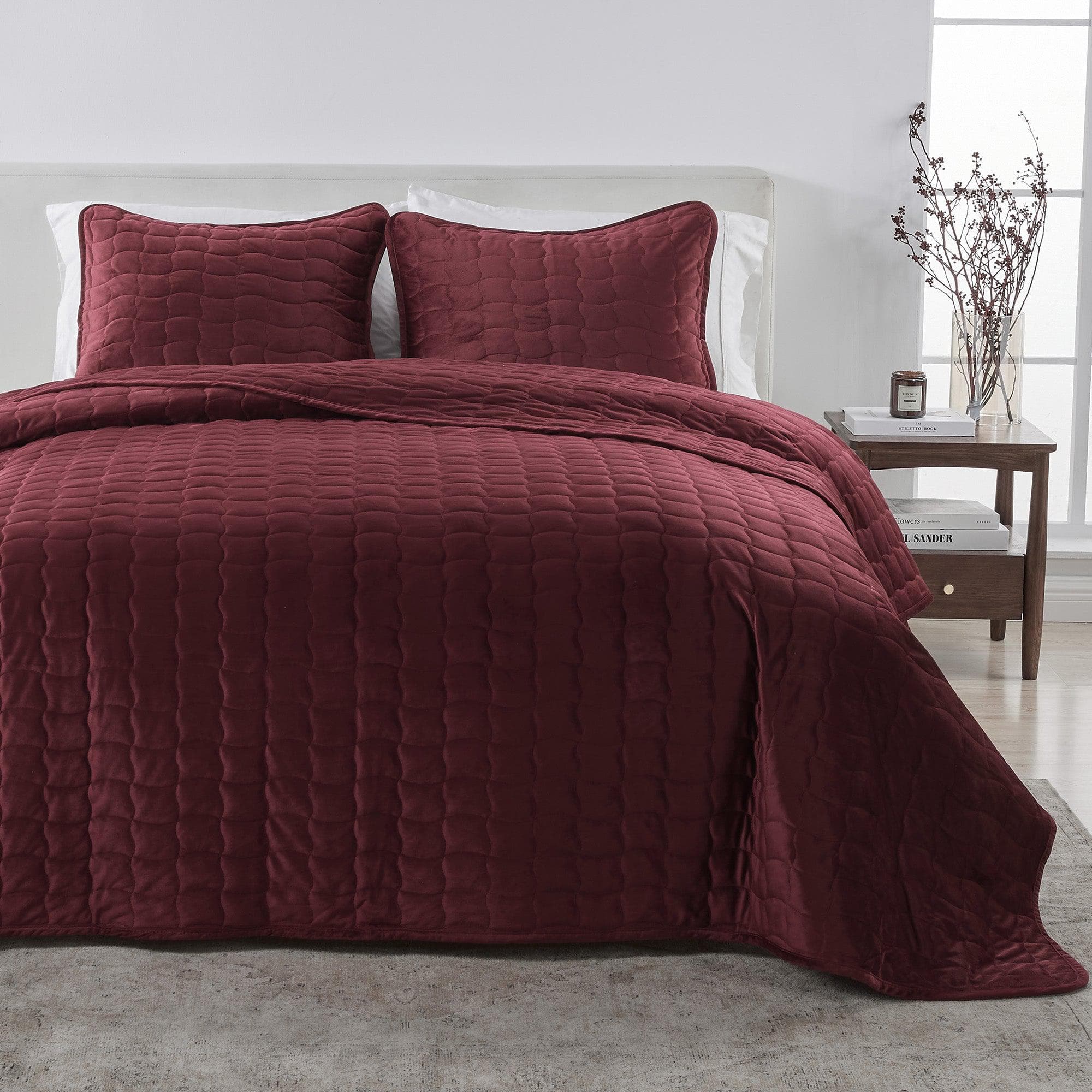 Velvet Box-Stitched Quilt Set - Vivica Collection Great Bay Home