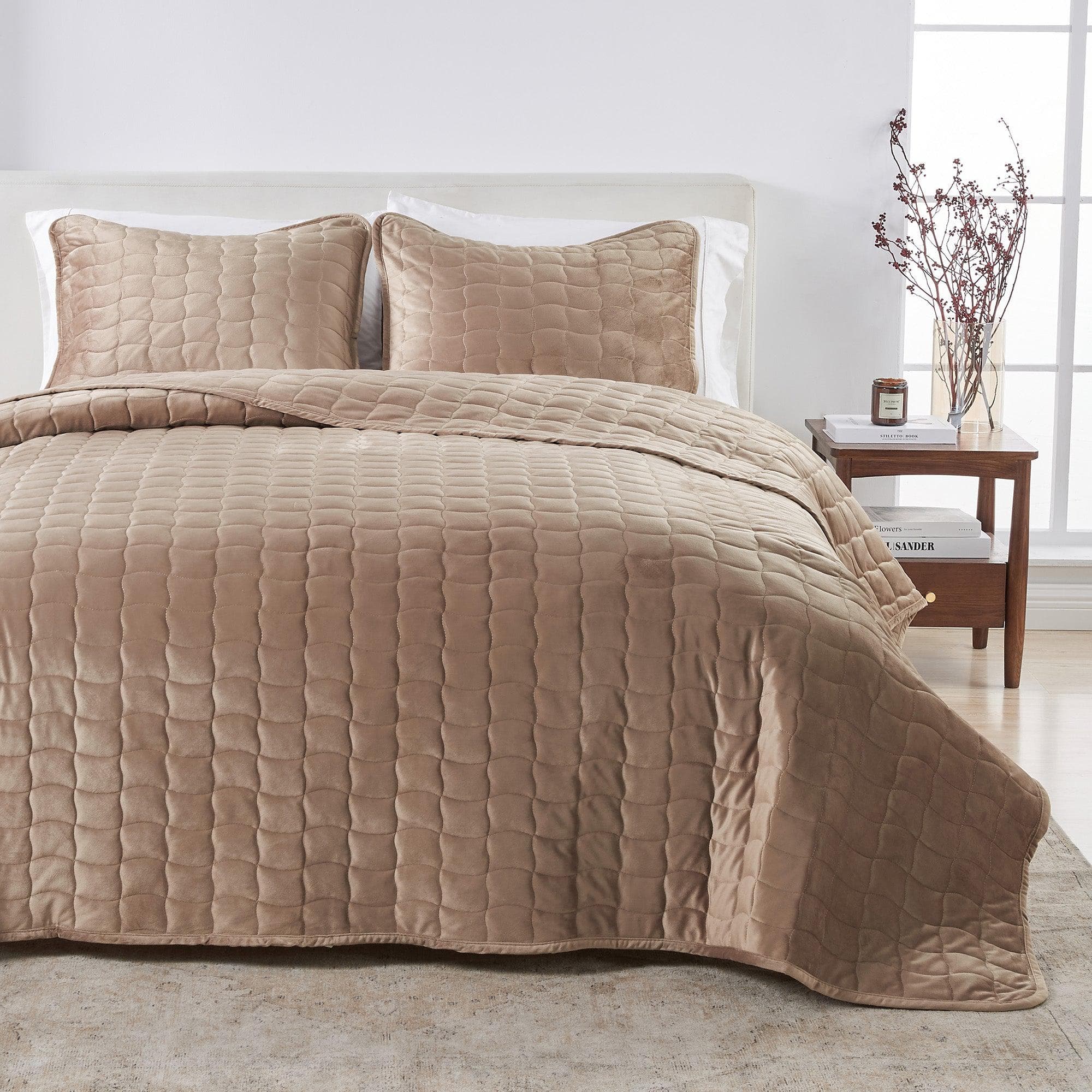 Velvet Box-Stitched Quilt Set - Vivica Collection Great Bay Home