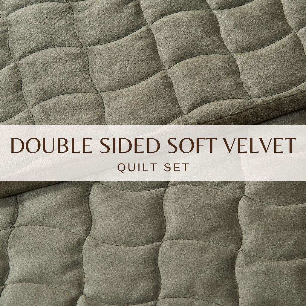 Velvet Box-Stitched Quilt Set - Vivica Collection Great Bay Home