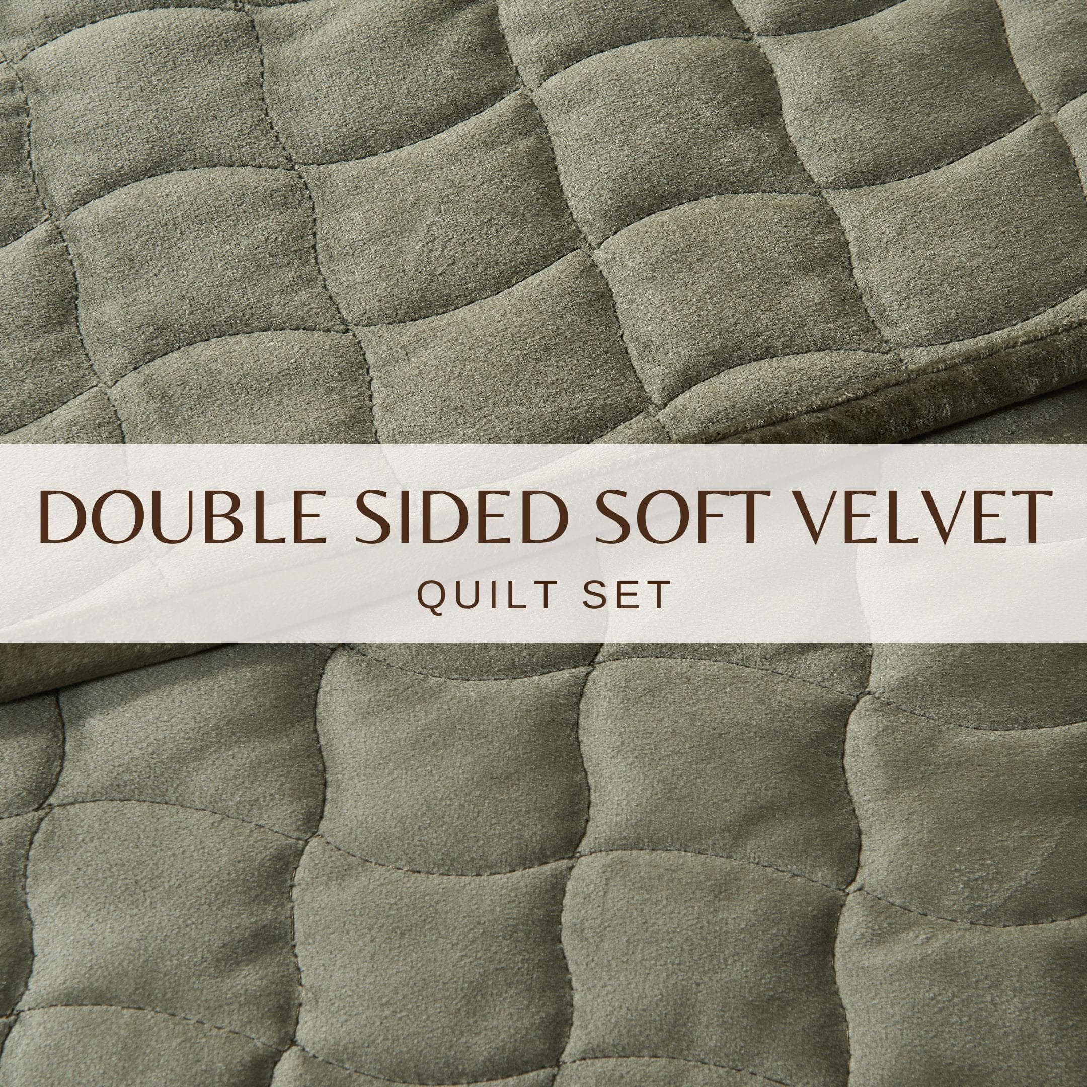 Velvet Box-Stitched Quilt Set - Vivica Collection Great Bay Home