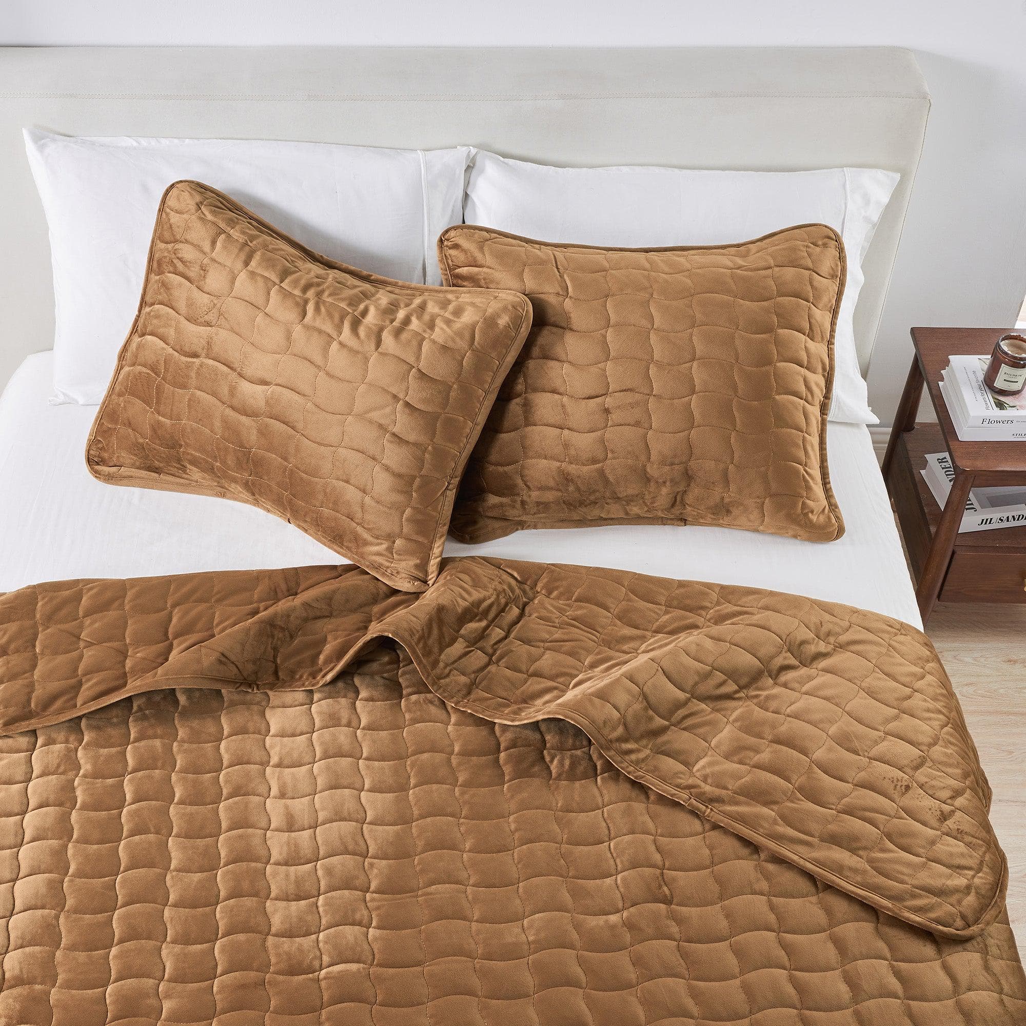 Velvet Box-Stitched Quilt Set - Vivica Collection Great Bay Home