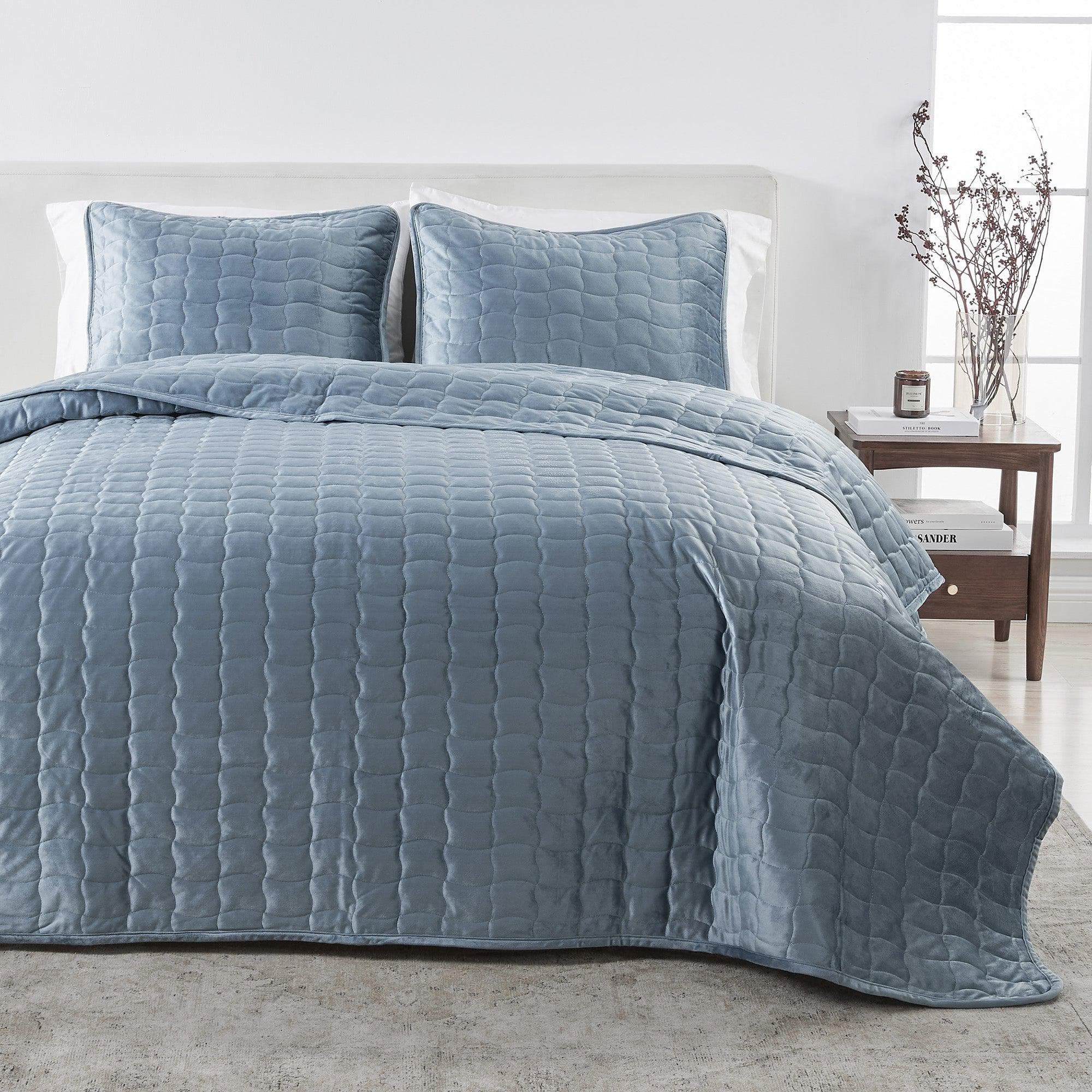 Velvet Box-Stitched Quilt Set - Vivica Collection Great Bay Home