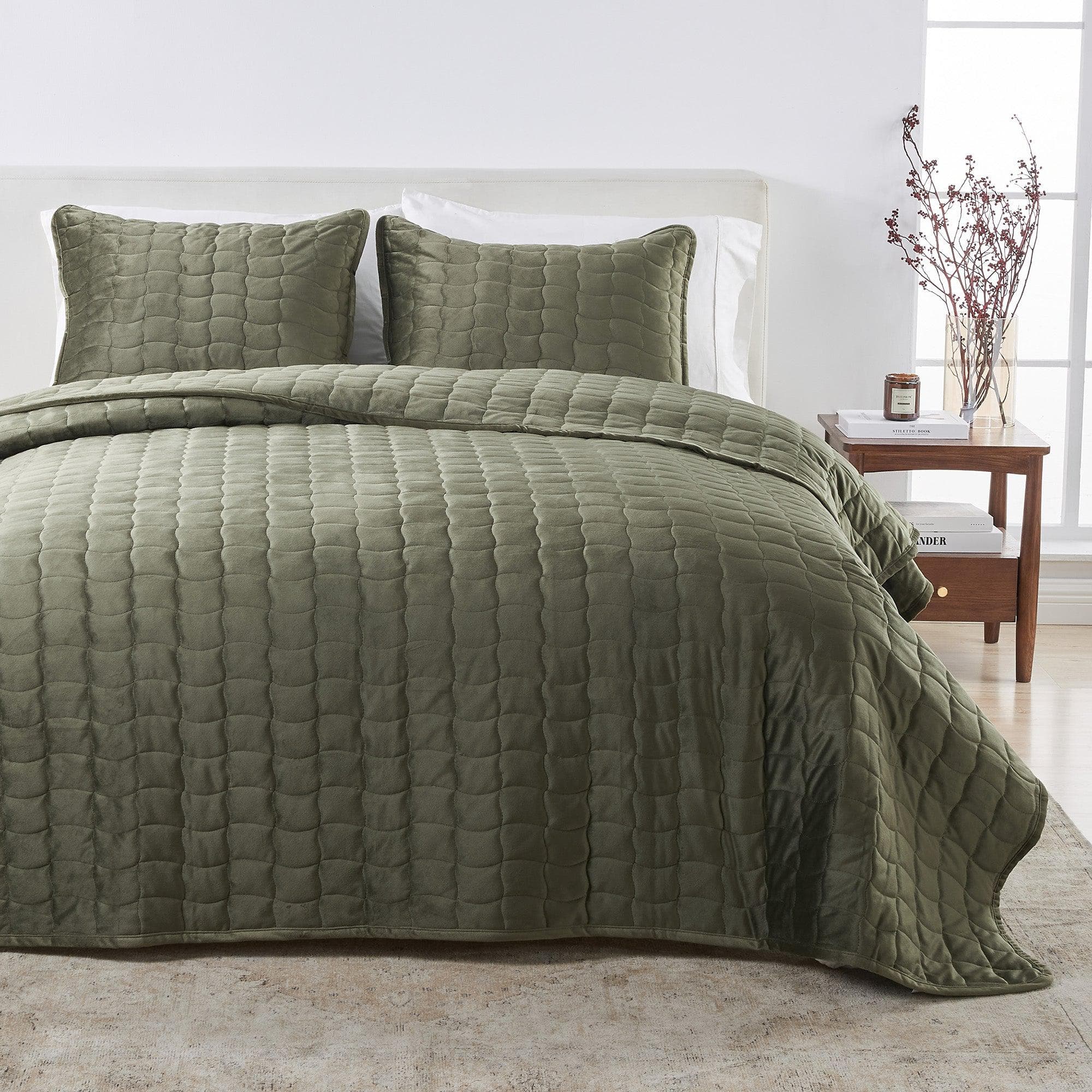 Velvet Box-Stitched Quilt Set - Vivica Collection Great Bay Home