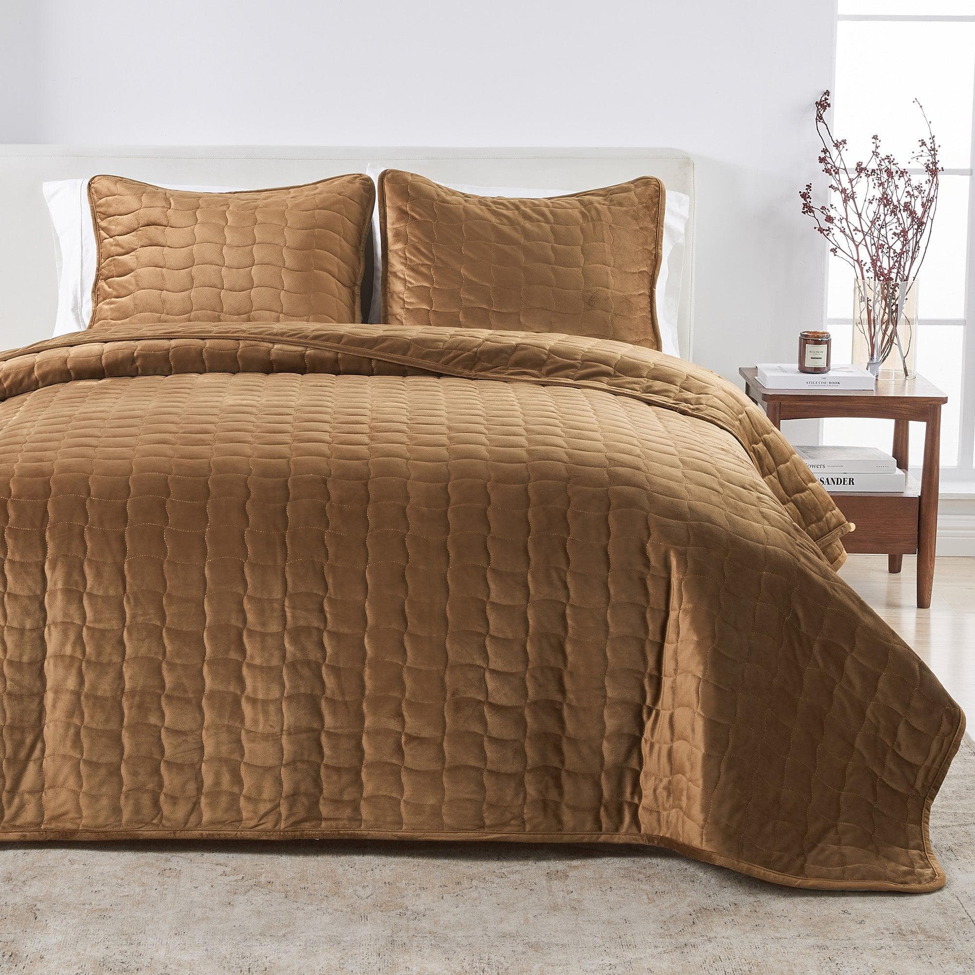 Velvet Box-Stitched Quilt Set - Vivica Collection Great Bay Home