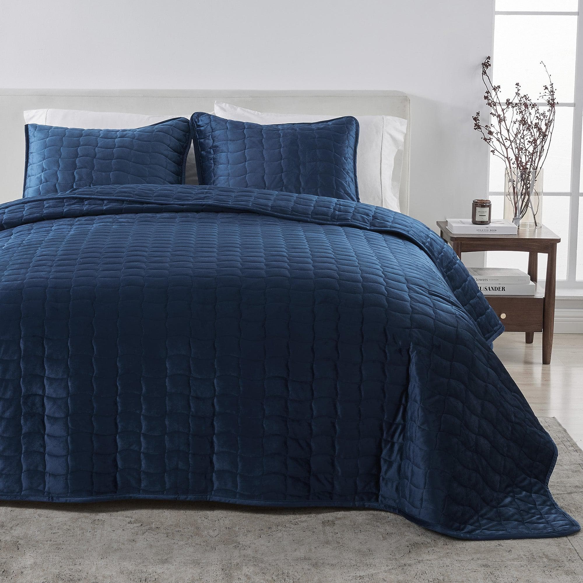 Velvet Box-Stitched Quilt Set - Vivica Collection Great Bay Home