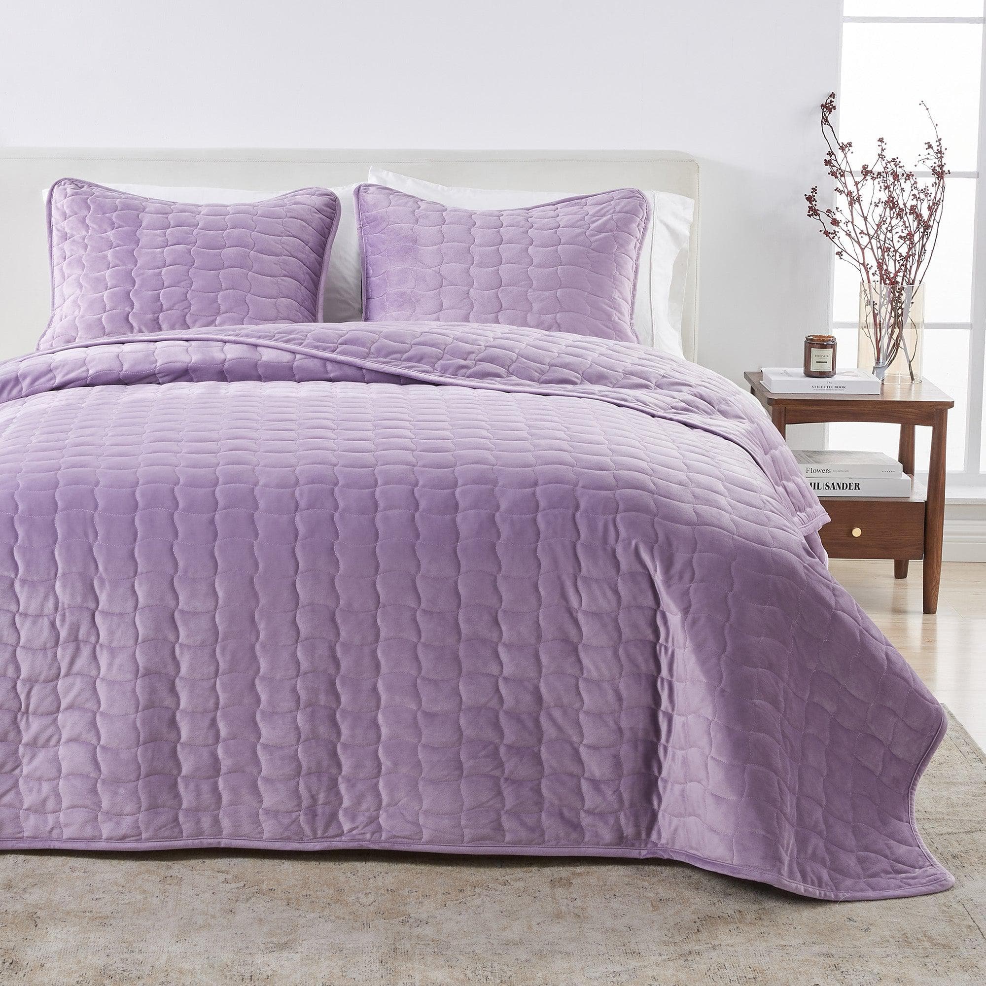 Velvet Box-Stitched Quilt Set - Vivica Collection Great Bay Home