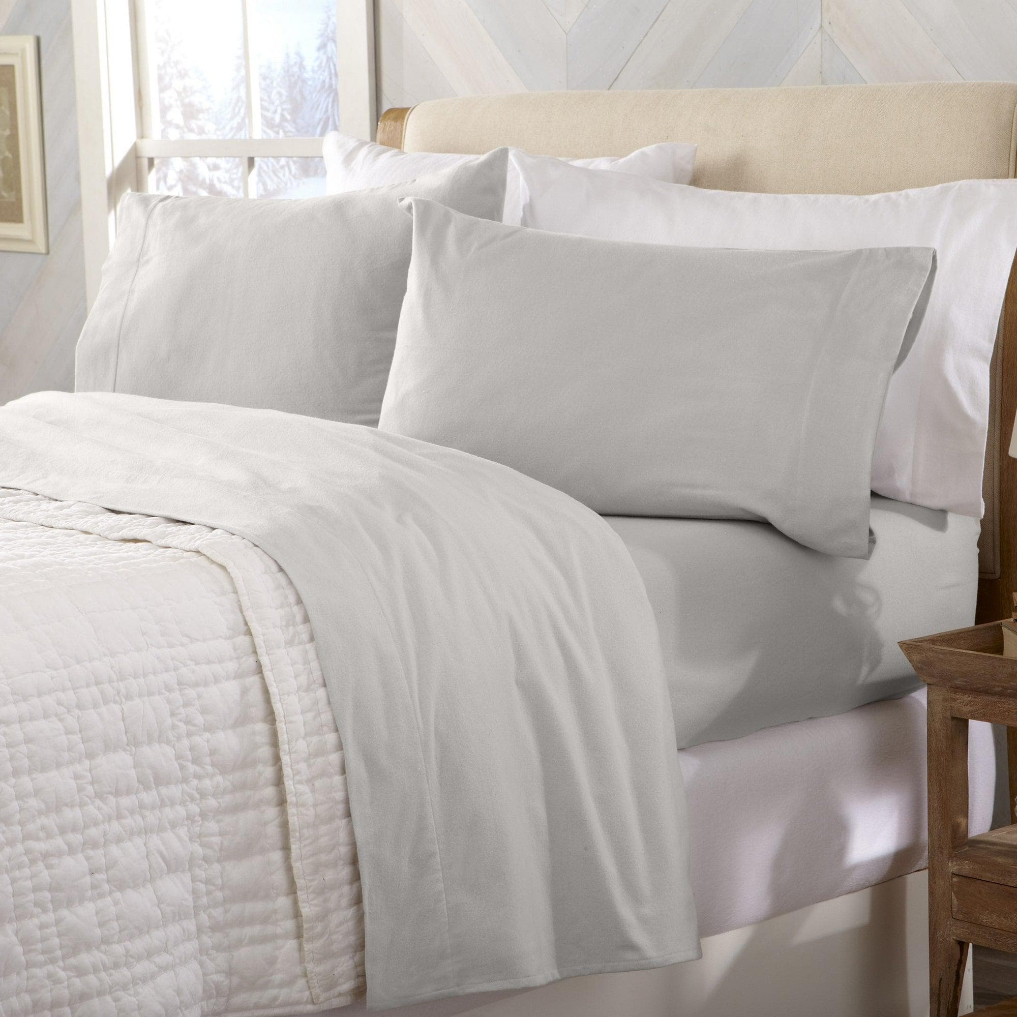 Cotton Solid Flannel Sheet - Nordic Collection Great Bay Home