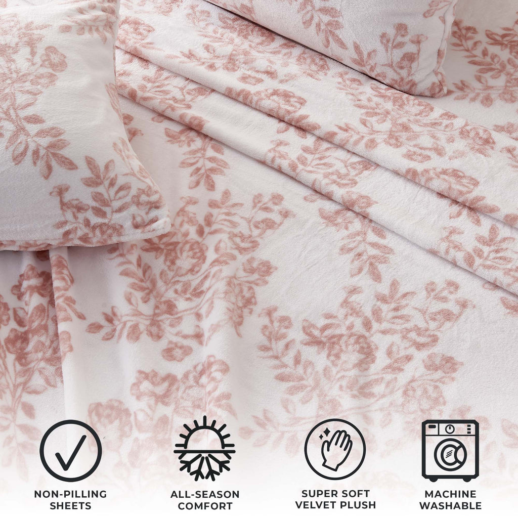 Printed Plush Sheet - Velvet Luxe Collection Great Bay Home