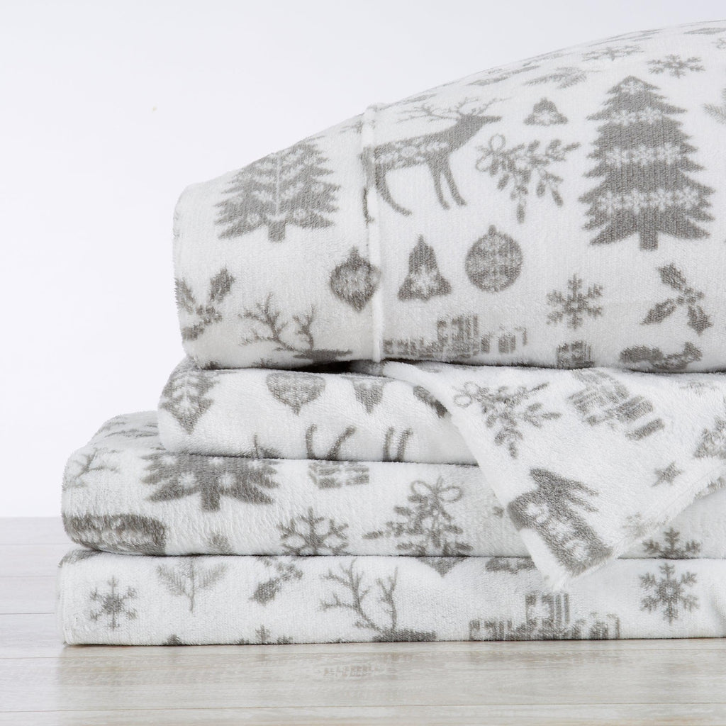 Printed Plush Sheet - Velvet Luxe Collection Great Bay Home