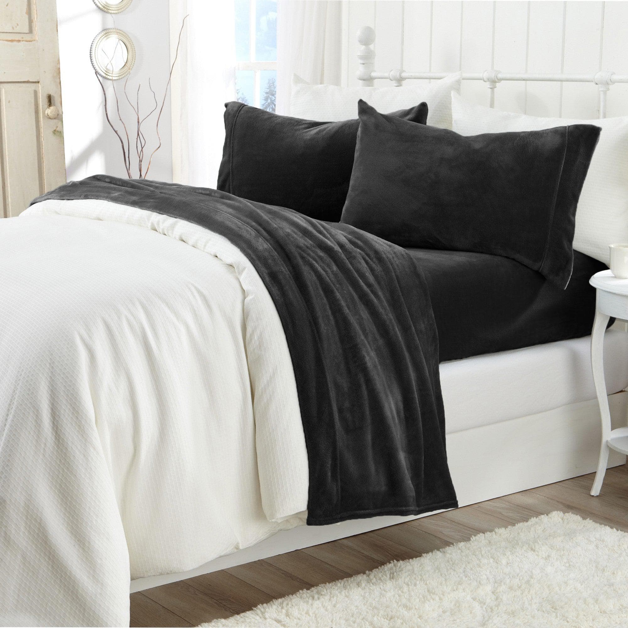 Solid Plush Sheet - Velvet Luxe Collection Great Bay Home