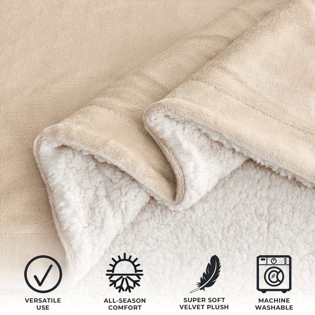 Velvet Plush Sherpa Luxury Bed Blanket - Kinsley Collection Great Bay Home