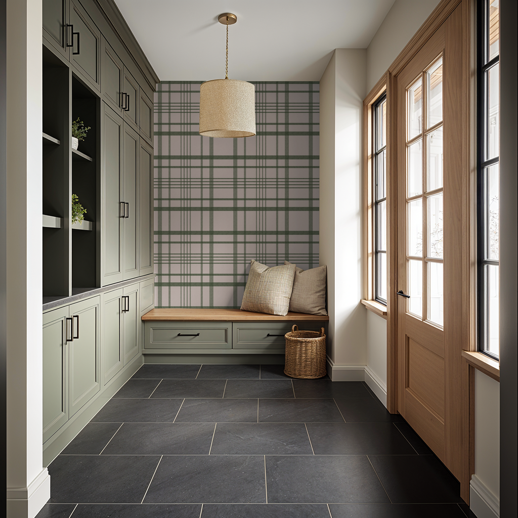 Ashford Plaid (Green) Wallpaper WALL BLUSH