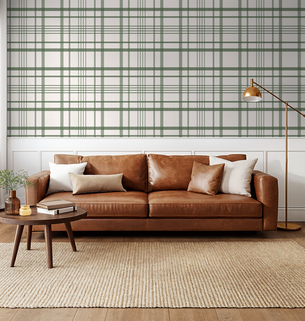 Ashford Plaid (Green) Wallpaper WALL BLUSH