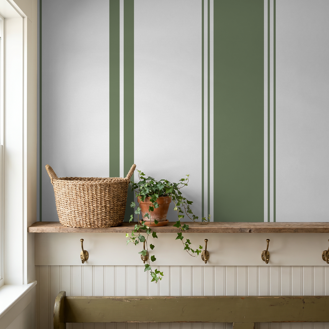 Fletcher Stripe (Green) Wallpaper WALL BLUSH