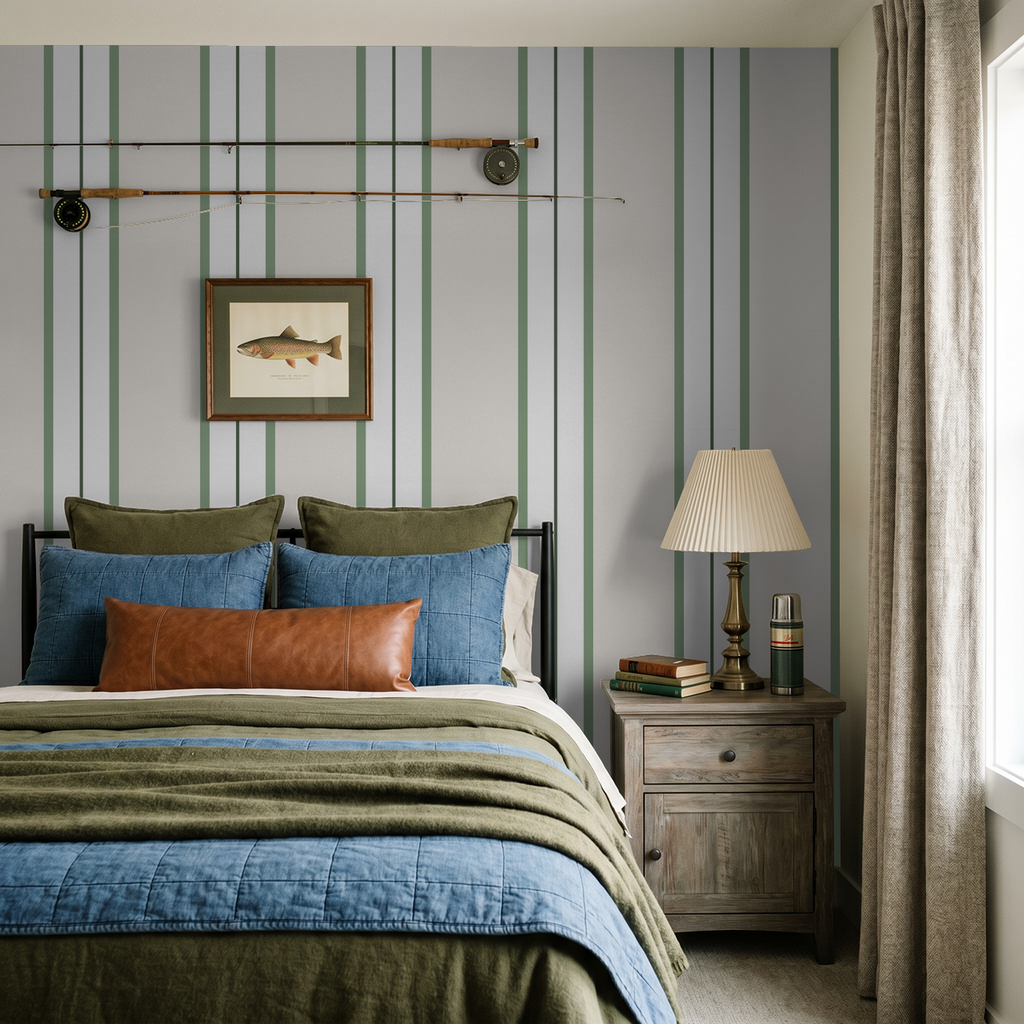 Montclair Stripes (Green) Wallpaper WALL BLUSH