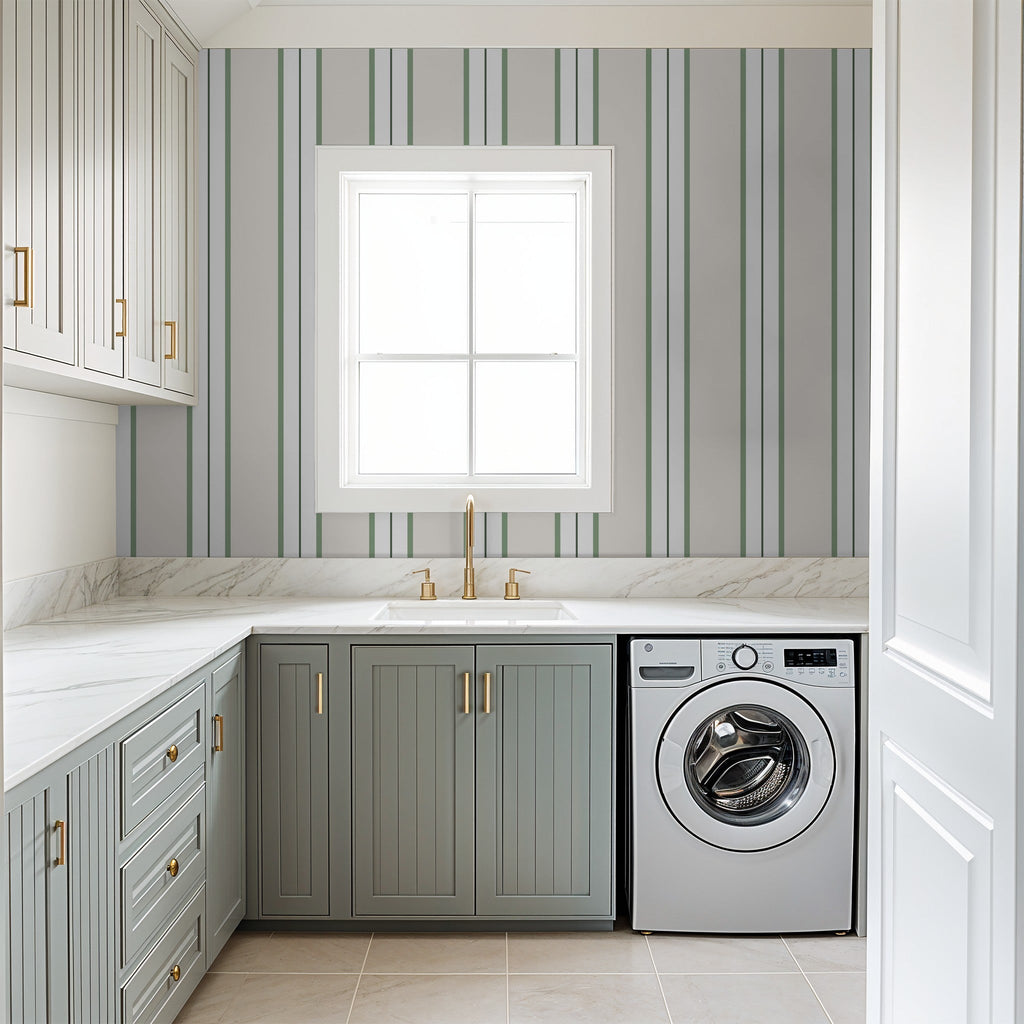 Montclair Stripes (Green) Wallpaper WALL BLUSH
