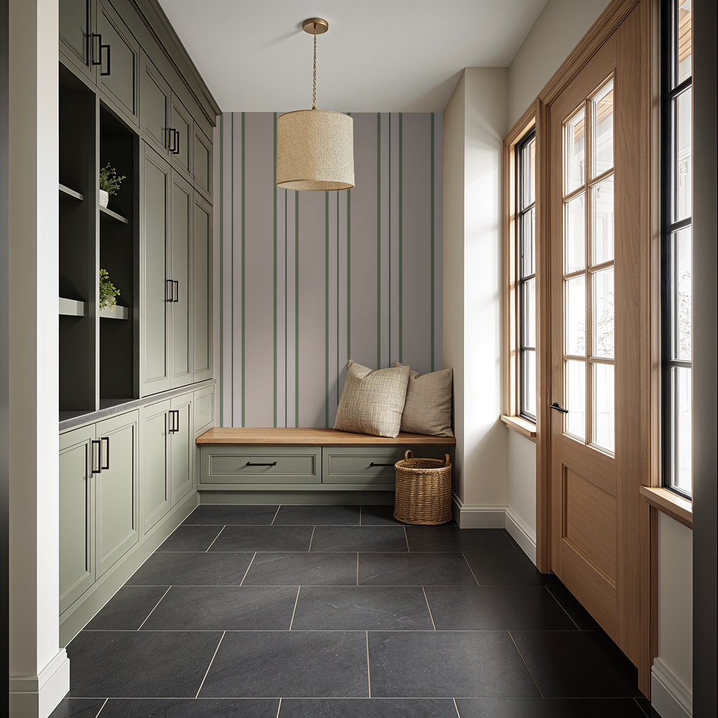 Montclair Stripes (Green) Wallpaper WALL BLUSH
