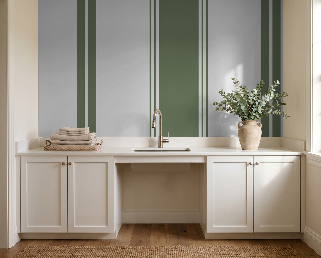 Fletcher Stripe (Green) Wallpaper WALL BLUSH