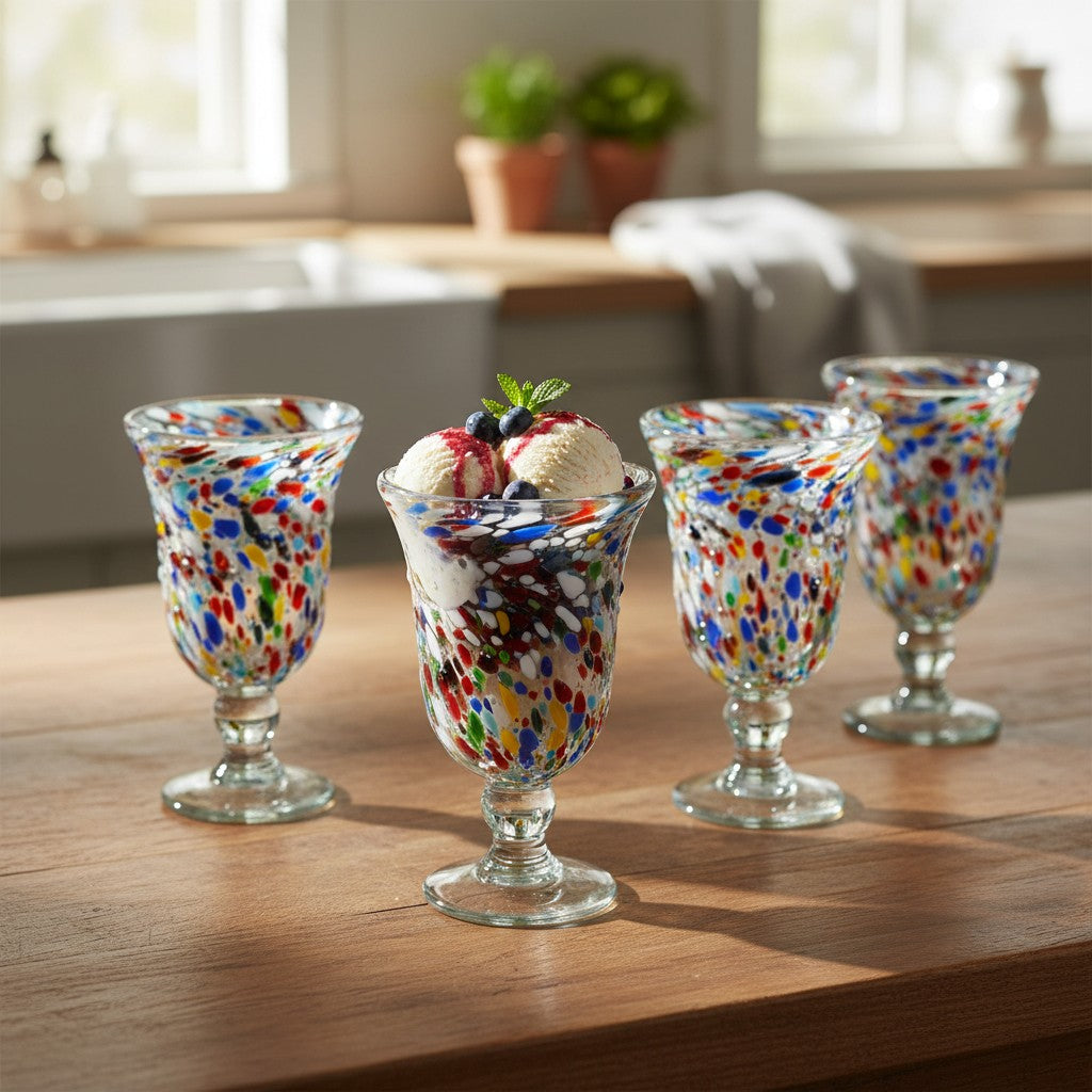 Hand-Blown Mexican Sundae Glass | Confetti Rock Design The Talavera Hub