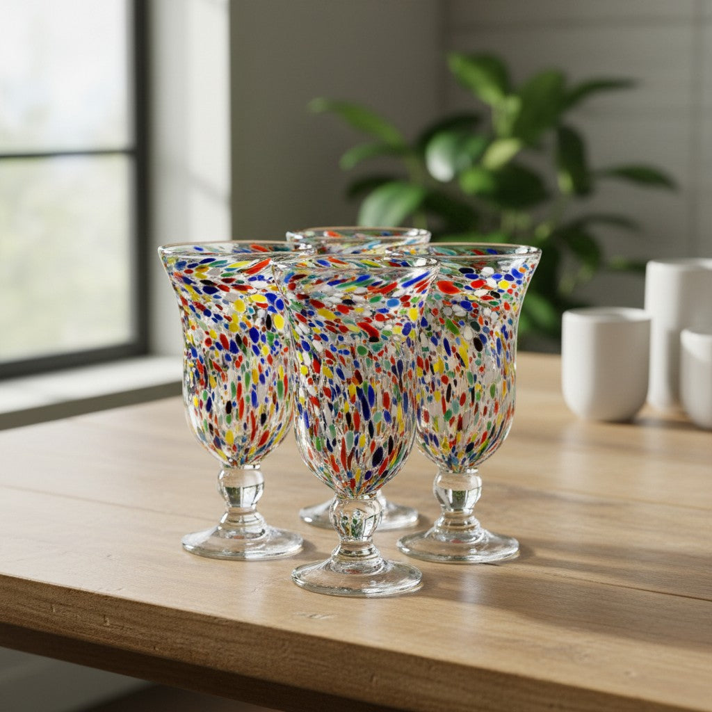 Hand-Blown Mexican Sundae Glass | Confetti Rock Design The Talavera Hub