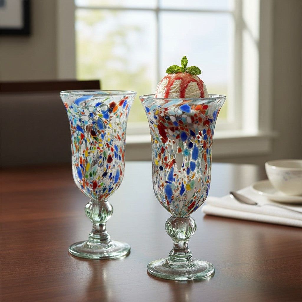 Hand-Blown Mexican Sundae Glass | Confetti Rock Design The Talavera Hub