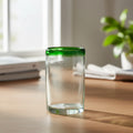 Hand-Blown Mexican Tumbler Glass | Emerald Green Rim The Talavera Hub