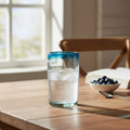 Hand-Blown Mexican Tumbler Glass | Teal Rim Design The Talavera Hub