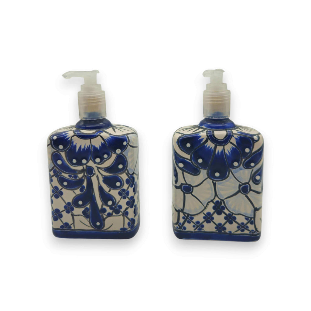 Hand-Painted Blue Talavera Soap Dispenser | Floral Ceramic Decor The Talavera Hub