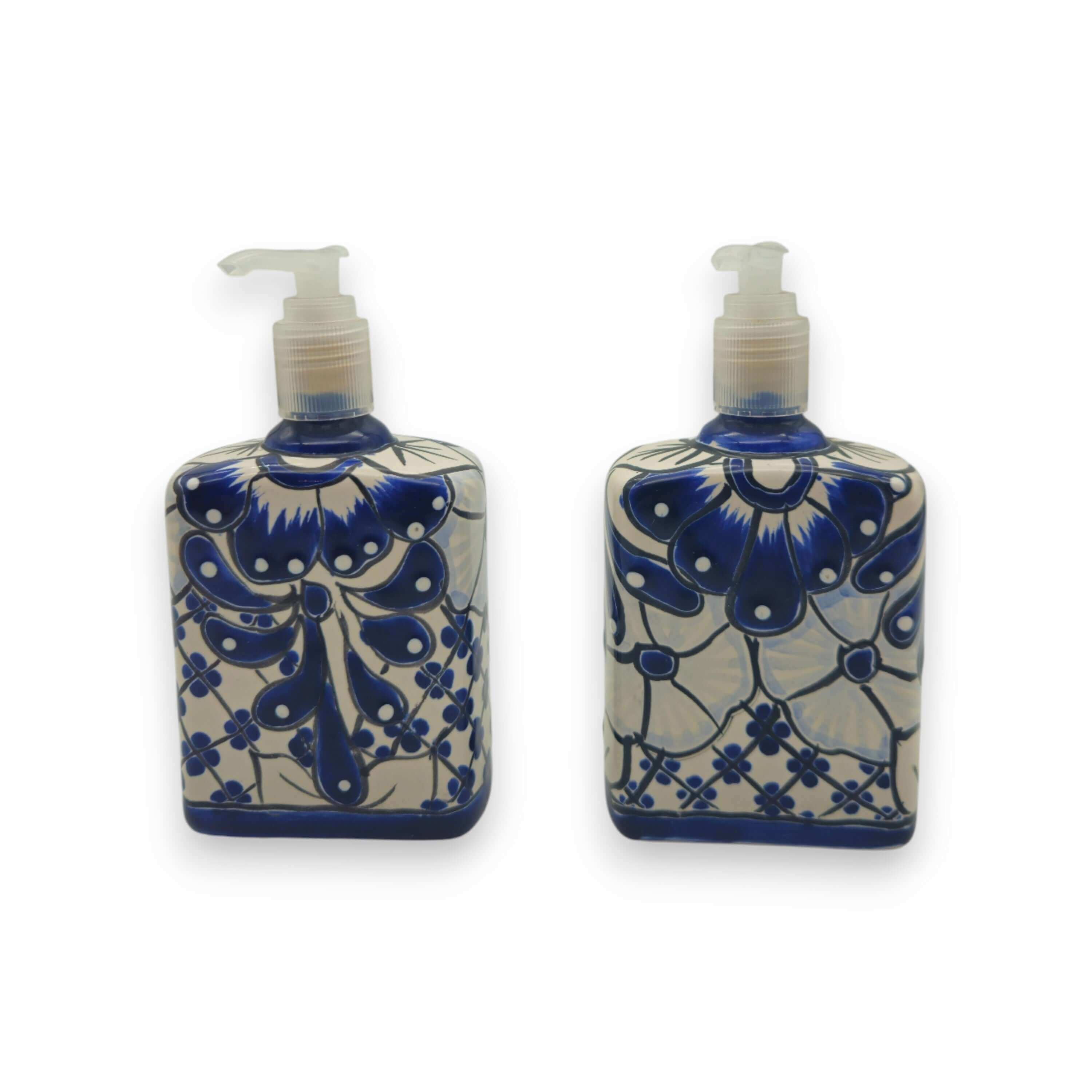Hand-Painted Blue Talavera Soap Dispenser | Floral Ceramic Decor The Talavera Hub